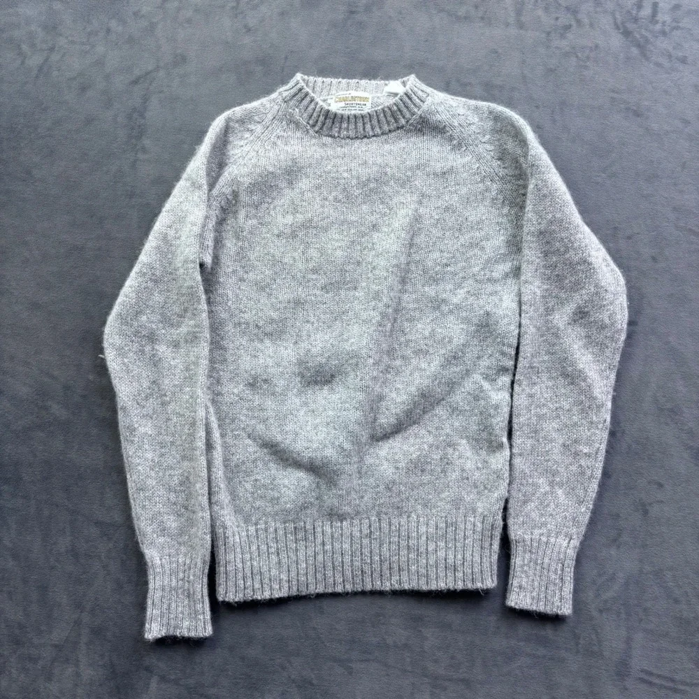 Charlestown Sportswear Grey Wool Blend Crewneck Raglan Sweater Size 36 Vintage